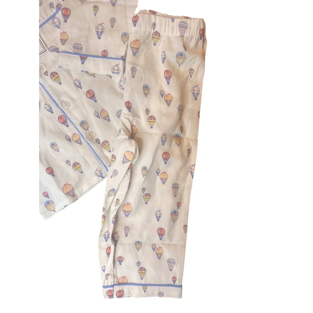 Petite Plume Boys Bonne Voyage Pajama Set Hot Air Balloon White Blue Size 3 NEW